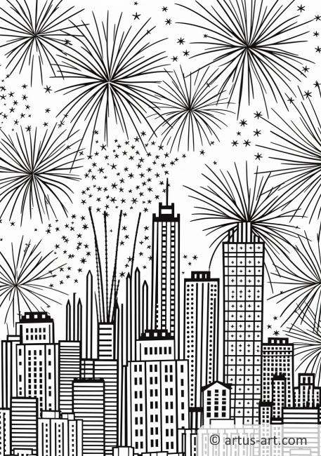 Desenhos de Fogos de Artifício para colorir - Páginas para impressão grátis