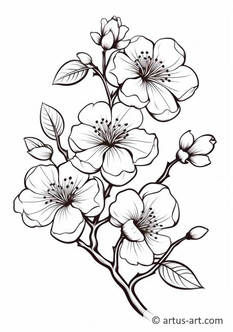 Cherry Blossom Silhouette Coloring Page » Free Download » Artus Art