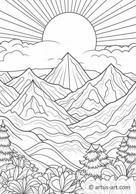 Mountain Sunrise Coloring Page » Free Download » Artus Art