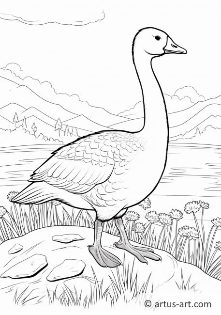 Goose on a Hill Coloring Page » Free Download » Artus Art