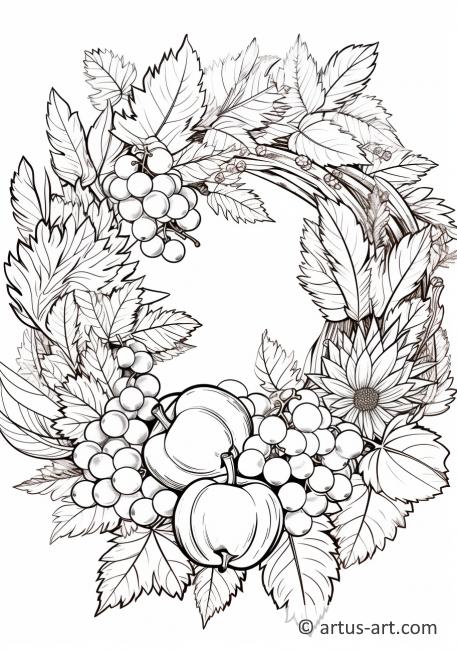 Fall Harvest Wreath Coloring Page » Free Download » Artus Art