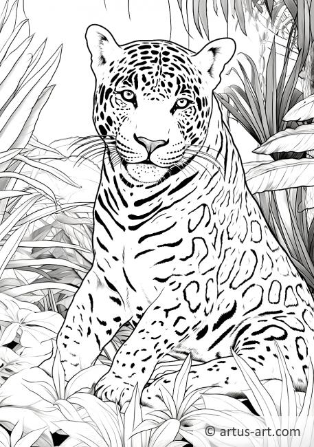 Jaguar in the Rainforest Coloring Page » Free Download » Artus Art