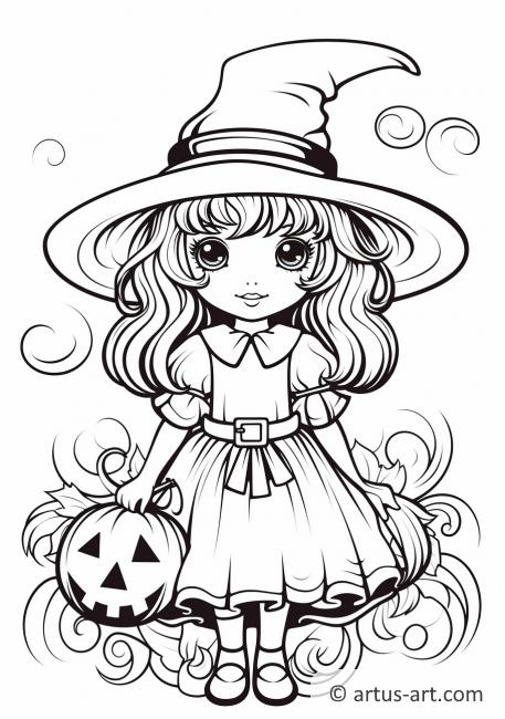 Pumpkin Witch Coloring Page » Free Download » Artus Art