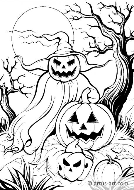 Pumpkin Ghost Coloring Page » Free Download » Artus Art