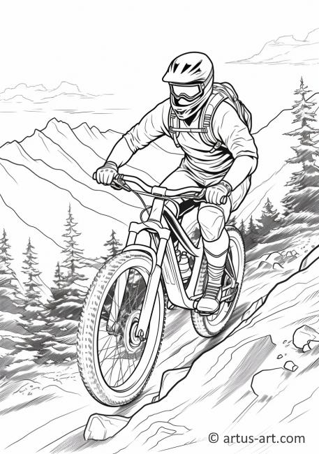 Página para colorear de ciclismo de montaña