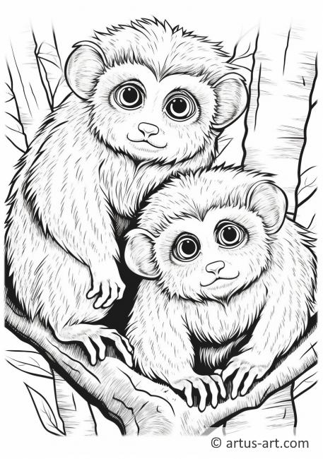 Cute Marmosets Coloring Page For Kids » Free Download » Artus Art