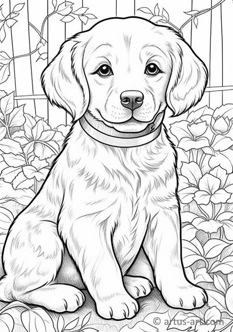 Cute Golden retriever Coloring Page » Free Download » Artus Art