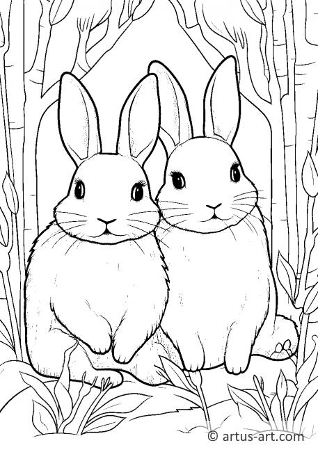 Cute Hares Coloring Page » Free Download » Artus Art