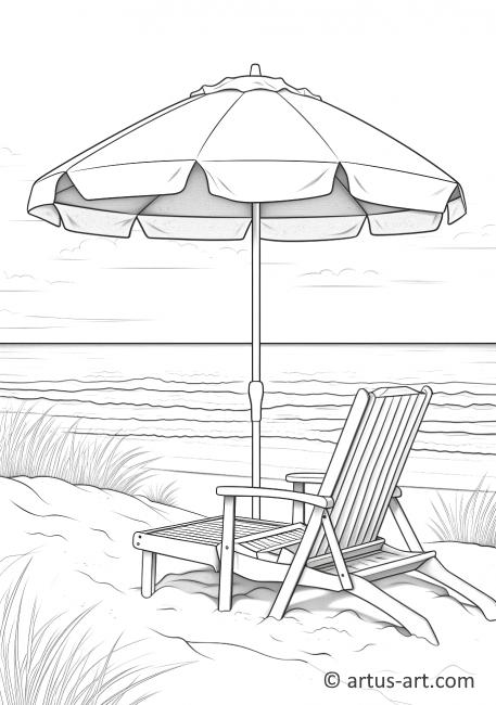 Página para colorear de escapada con sombrilla de playa