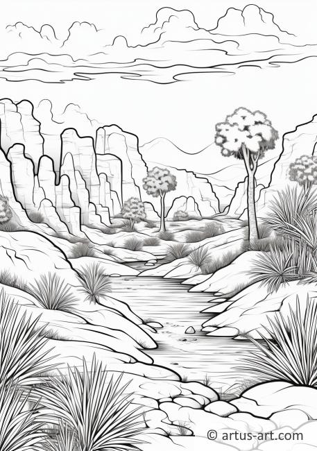 Desert Oasis Coloring Page Free - W%C3%BCstenoase%20Ausmalbild 
