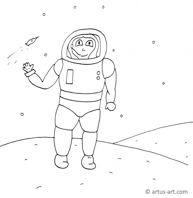 Astronautin Ausmalbild