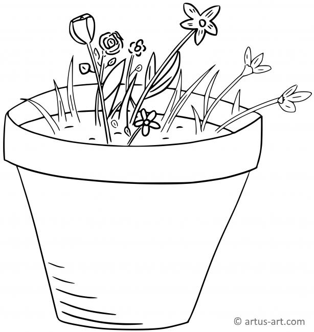 Flower Pot Coloring Page