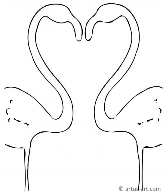 Flamingo Heart Coloring Page
