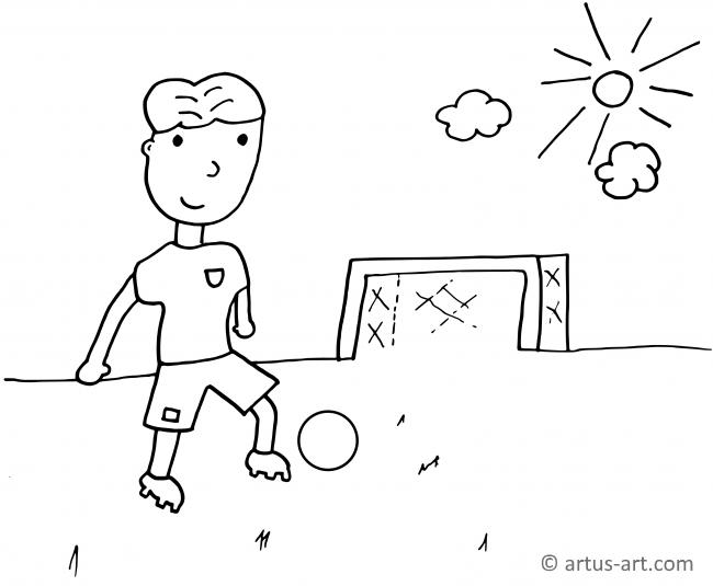 Kid With Soccer Ball Coloring Page