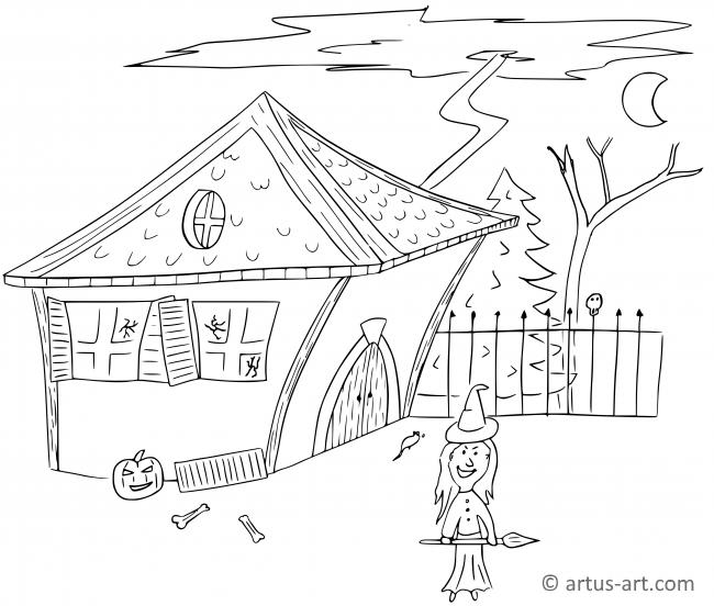 Witch House Coloring Page