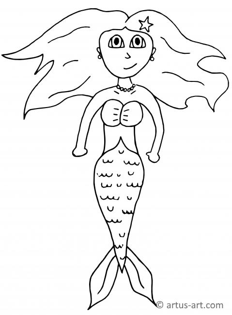 Cartoon Mermaid Coloring Page