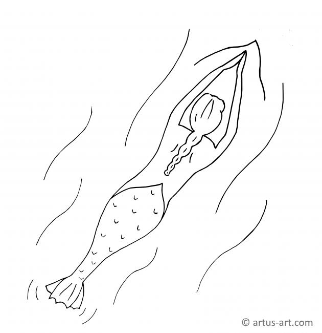 Mermaid From Above Coloring Page