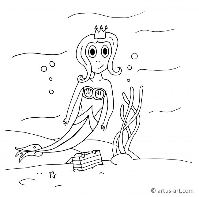 Mermaid Queen Coloring Page