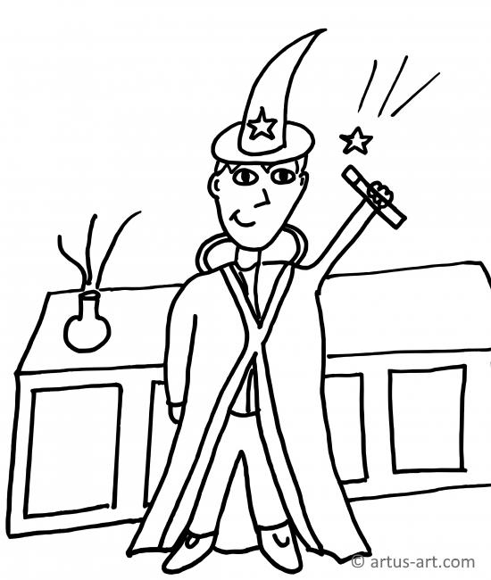 Magician Coloring Page