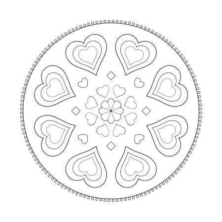 Einfaches Mandala - Herzen