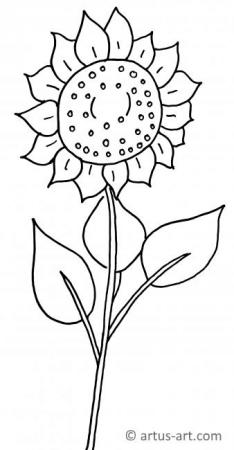 Pagină de colorat cu floarea-soarelui