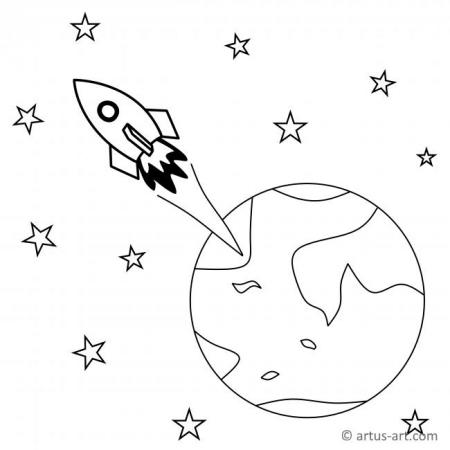 Space Flight Coloring Page