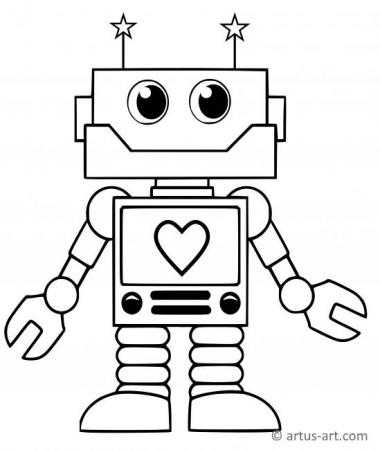 Tatlı Robot Boyama Sayfası