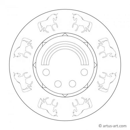 Mandala de Unicórnio e Arco-Íris