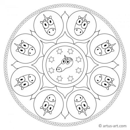 Einhorn-Köpfe Mandala 
