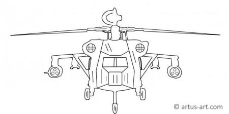 Combat Helicopter Coloring Page