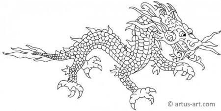 Раскраска азиатского дракона