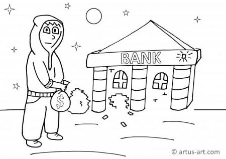 Räuber Ausmalbild (Banküberfall)