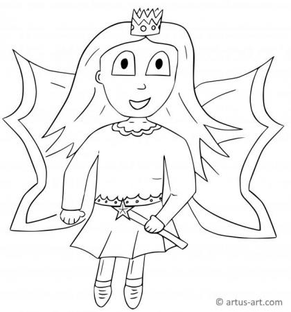 Fairy With Crown Coloring Page