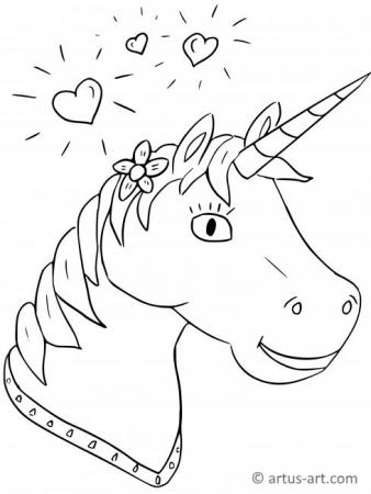 Pagina de colorat cu cap de unicorn