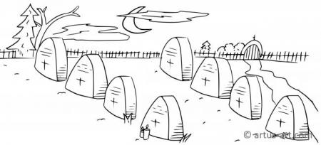 Mezarlık Boyama Sayfası