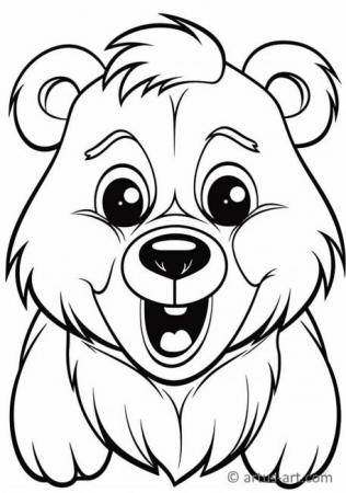 Page de coloriage d'ours mignon
