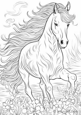 Pagina da colorare di cavalli per bambini