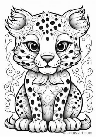 Pagina da colorare con il leopardo per bambini