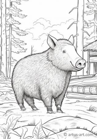 Peccary Coloring Page For Kids
