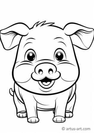 Cute Pig Coloring Page For Kids