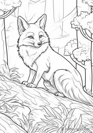 Red Fox Coloring Page For Kids