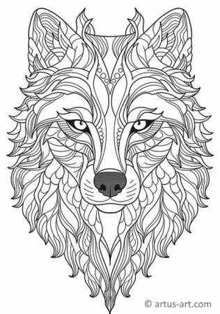 Cute Wolf Coloring Page For Kids