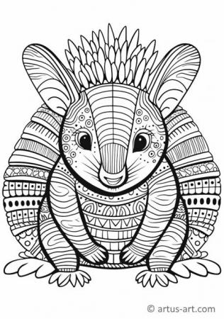 Cute Armadillo Coloring Page For Kids