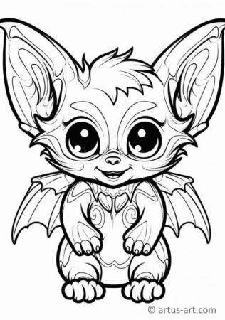Cute Bat Coloring Page For Kids