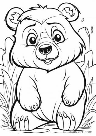 Pagină de colorat cu Ursuleț drăguț pentru copii