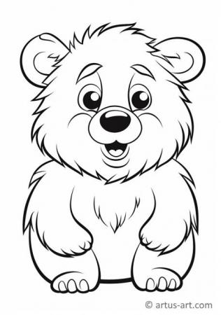 Pagină de colorat cu Ursuleț drăguț pentru copii