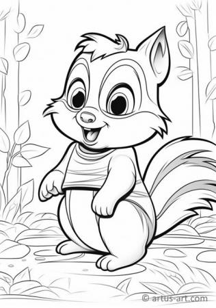 Cute Chipmunk Coloring Page For Kids