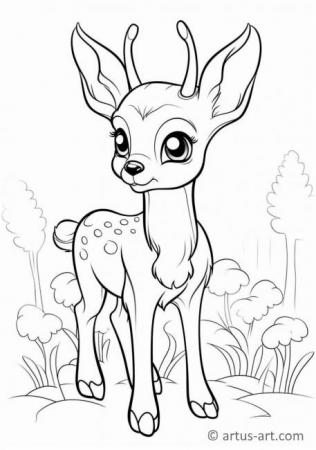Pagina da colorare di un adorabile cervo per bambini