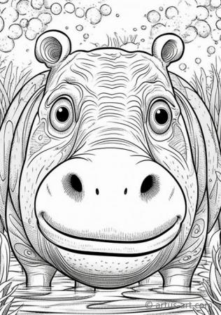 Page de coloriage Hippopotame pour enfants