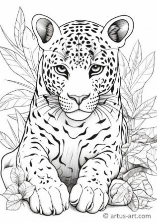 Pagina da colorare di un adorabile giaguaro